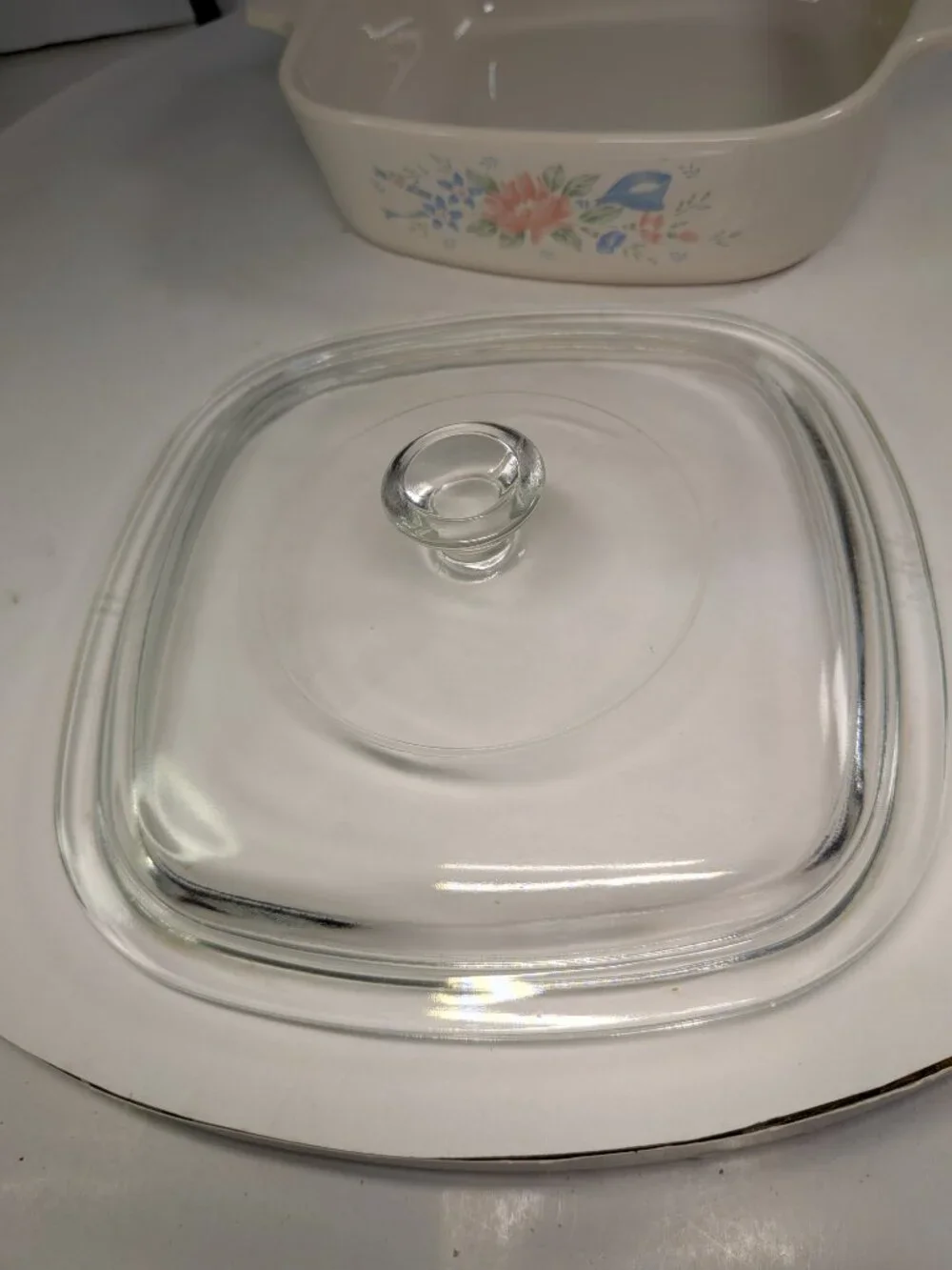 VTG 1980s Corning Ware English Meadow 1L Casserole Dish A-1-B Pyrex Lid P-7-C